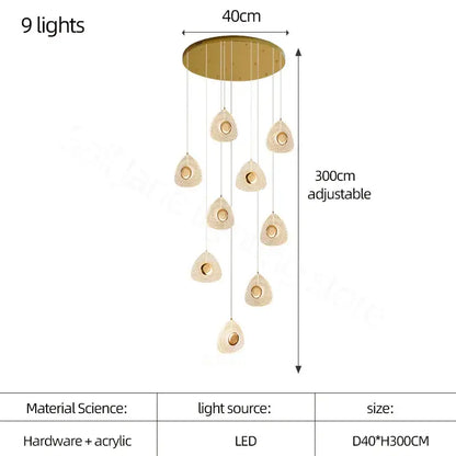 Modern golden acrylic led chandeliers living room cascading lights