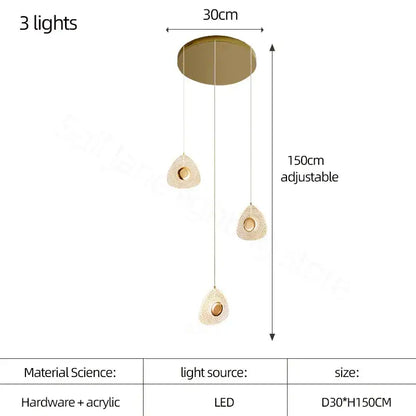 Modern golden acrylic led chandeliers living room cascading lights