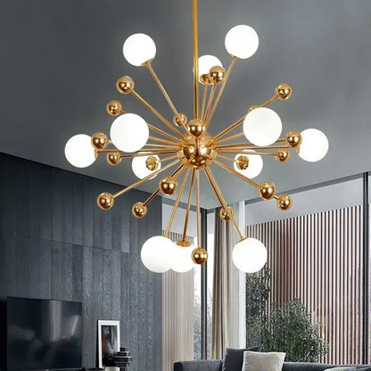 Modern golden acrylic molecule chandelier kitchen glass globe light