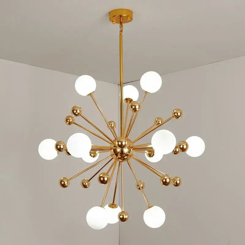 Modern golden acrylic molecule chandelier kitchen glass globe light
