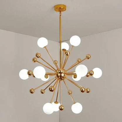 Modern golden acrylic molecule chandelier kitchen glass globe light