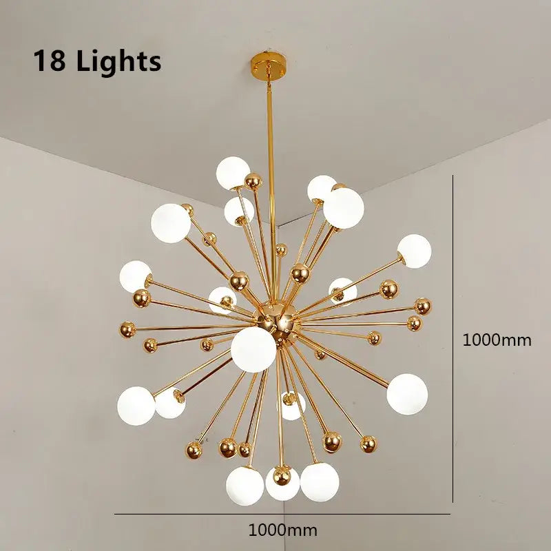 Modern golden acrylic molecule chandelier kitchen glass globe light