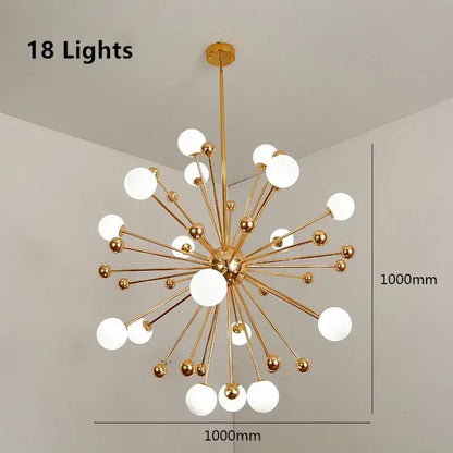 Modern golden acrylic molecule chandelier kitchen glass globe light