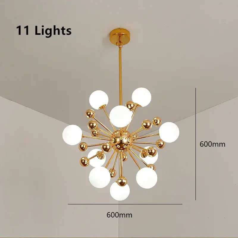Modern golden acrylic molecule chandelier kitchen glass globe light