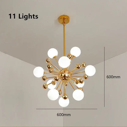 Modern golden acrylic molecule chandelier kitchen glass globe light
