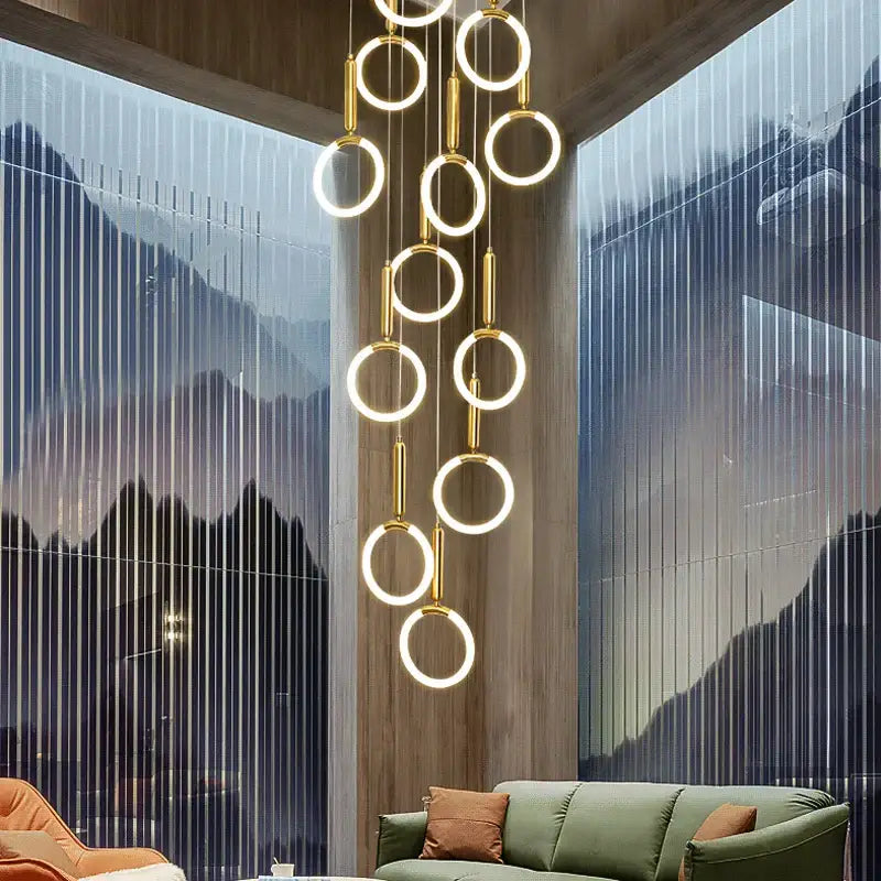 Modern golden acrylic round led chandelier for living room
