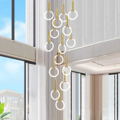 Modern golden acrylic round led chandelier for living room