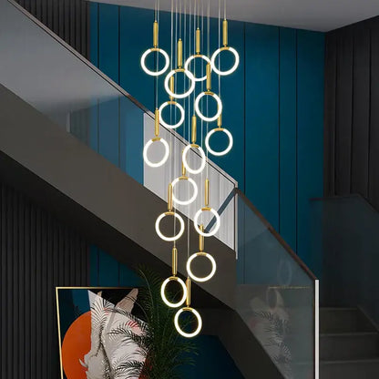 Modern golden acrylic round led chandelier for living room