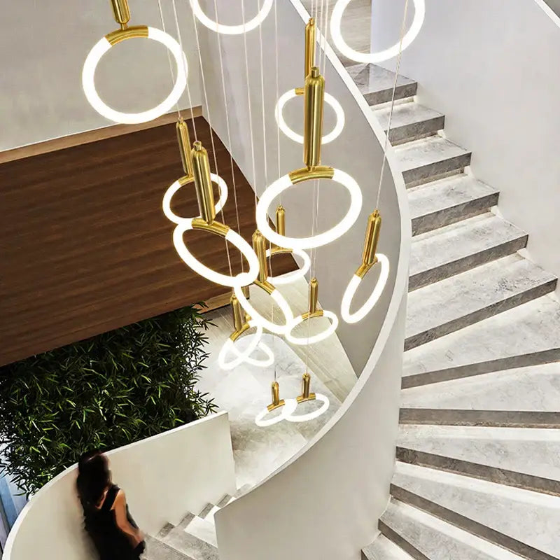 Modern golden acrylic round led chandelier for living room