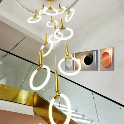 Modern golden acrylic round led chandelier for living room