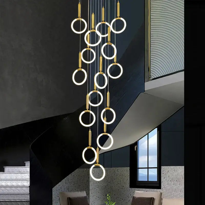 Modern golden acrylic round led chandelier for living room