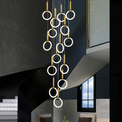 Modern golden acrylic round led chandelier for living room