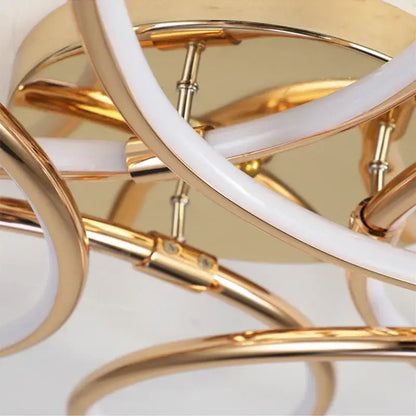 Modern golden aluminum ceiling lights for living room five ring design