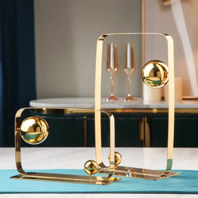 Modern golden ball cube sculpture living room decor ornament