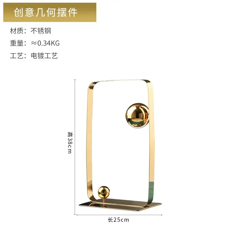 Modern golden ball cube sculpture living room decor ornament