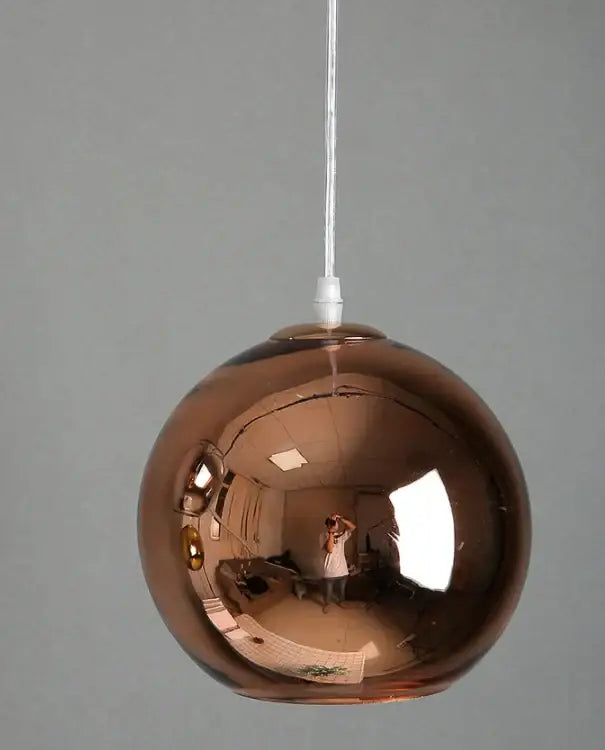 Modern golden ball glass pendant light kitchen reflective trio