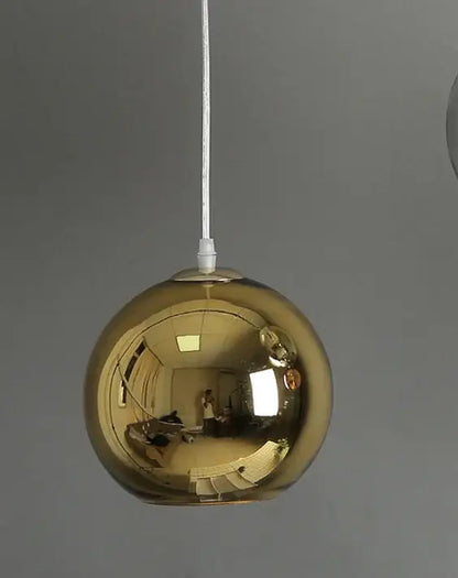 Modern golden ball glass pendant light kitchen reflective trio