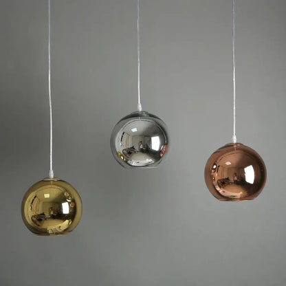 Modern golden ball glass pendant light kitchen reflective trio