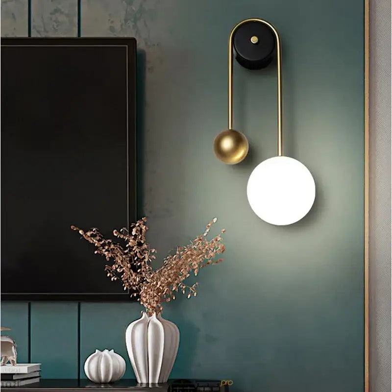 Modern golden ball led wall lamp gold & white bedroom sconce