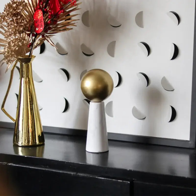 Modern golden ball marble cone – living room spherical ornament