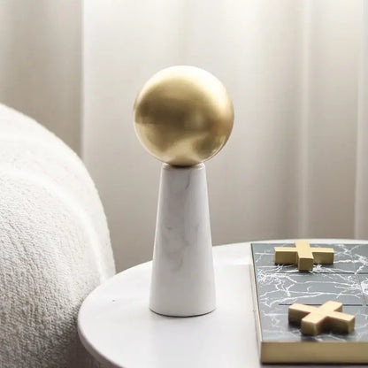 Modern golden ball marble cone – living room spherical ornament