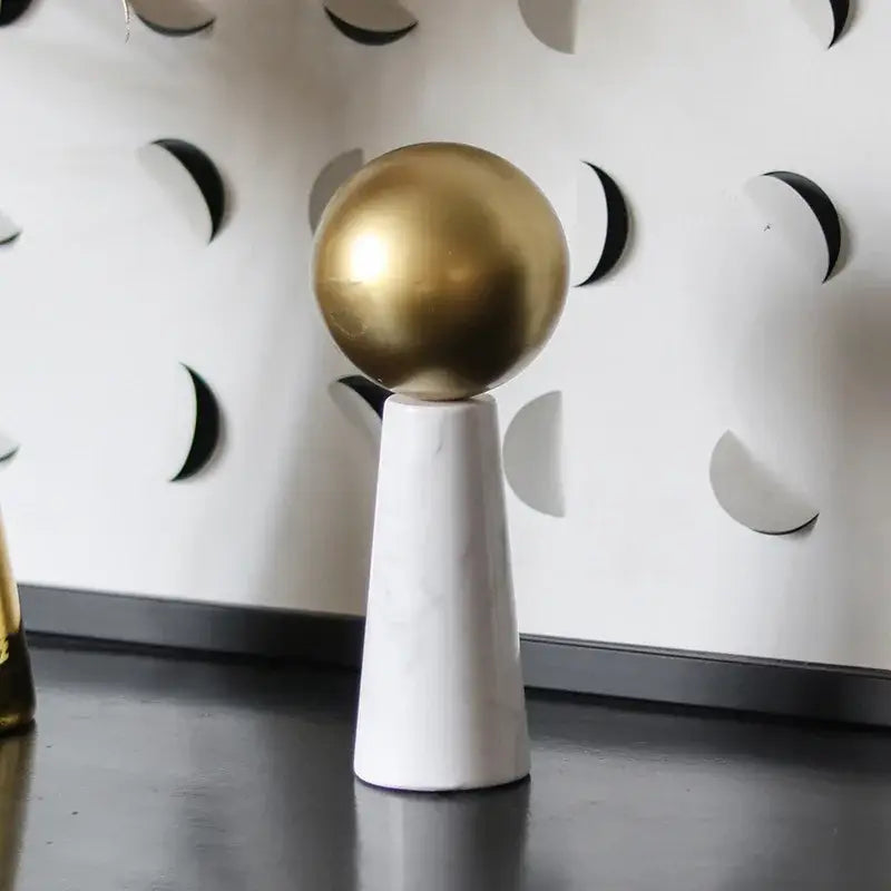 Modern golden ball marble cone – living room spherical ornament