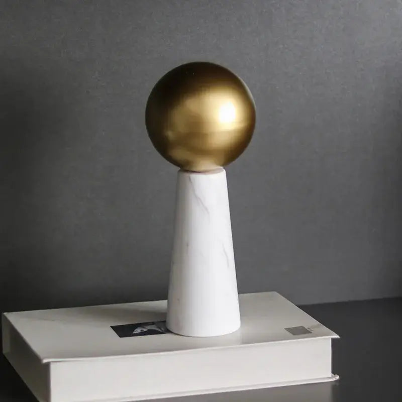 Modern golden ball marble cone – living room spherical ornament