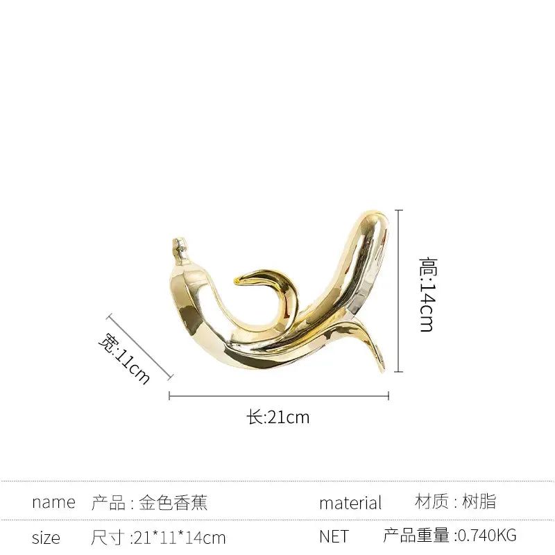 Modern golden banana figurine living room decorative sculpture