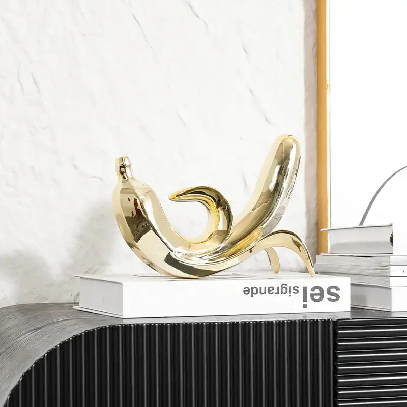 Modern golden banana figurine living room decorative sculpture