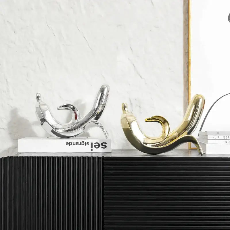 Modern golden banana figurine living room decorative sculpture