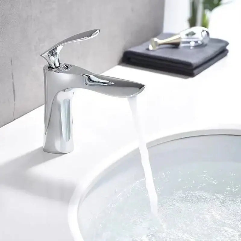 Modern golden bathroom faucet curved single handle basin tapware