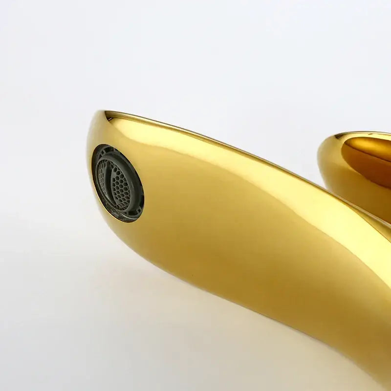 Modern golden bathroom faucet curved single handle basin tapware