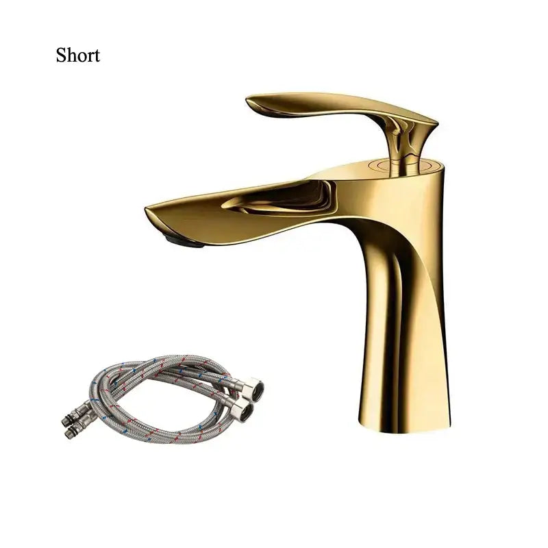 Modern golden bathroom faucet curved single handle basin tapware
