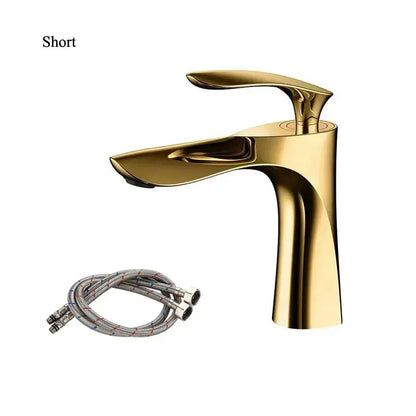 Modern golden bathroom faucet curved single handle basin tapware