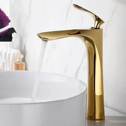Modern golden bathroom faucet curved single handle basin tapware