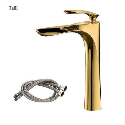 Modern golden bathroom faucet curved single handle basin tapware