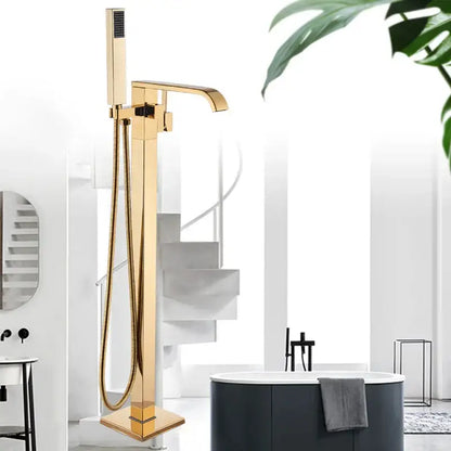Modern golden bathtub shower faucet waterfall tap with handheld shower