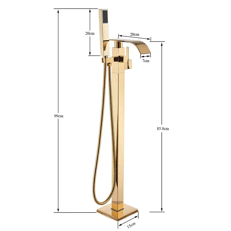 Modern golden bathtub shower faucet waterfall tap with handheld shower