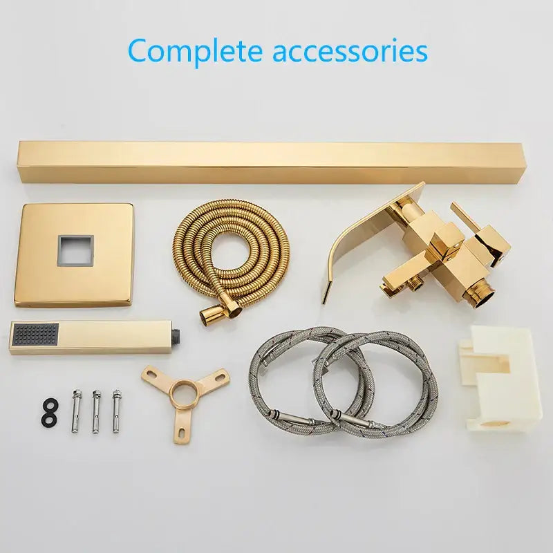 Modern golden bathtub shower faucet waterfall tap with handheld shower