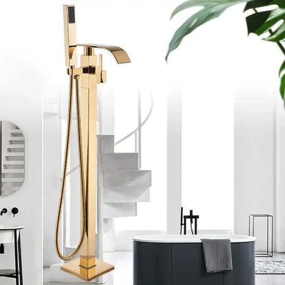 Modern golden bathtub shower faucet waterfall tap with handheld shower