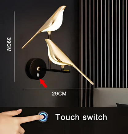 Modern golden bird led wall lamp – bedroom rotatable sconce