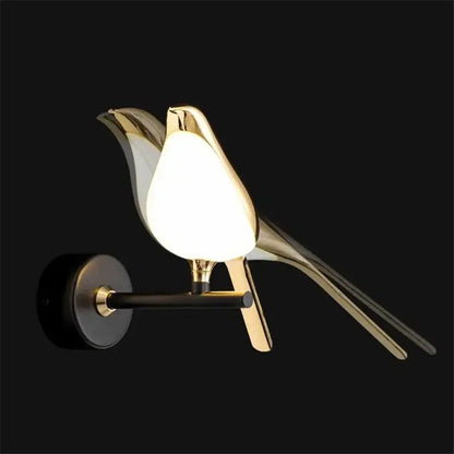 Modern golden bird led wall lamp – bedroom rotatable sconce