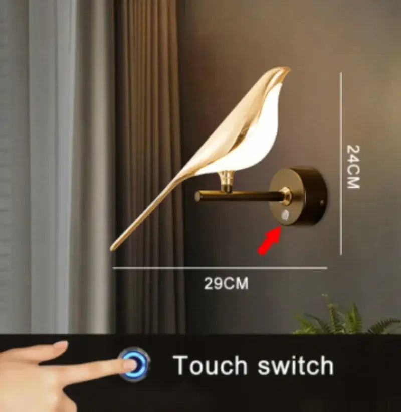 Modern golden bird led wall lamp – bedroom rotatable sconce