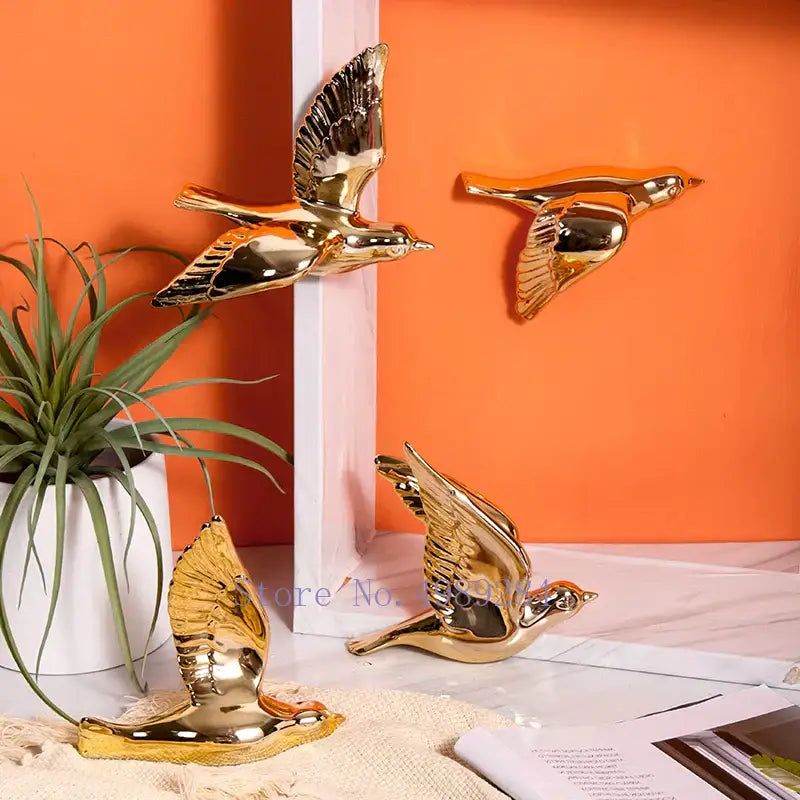 Modern golden bird wall hanging living room decor