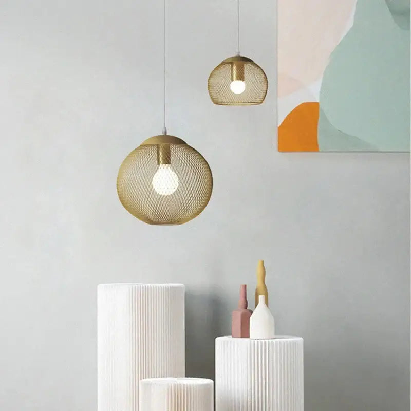 Modern golden birdcage led pendant light for kitchens