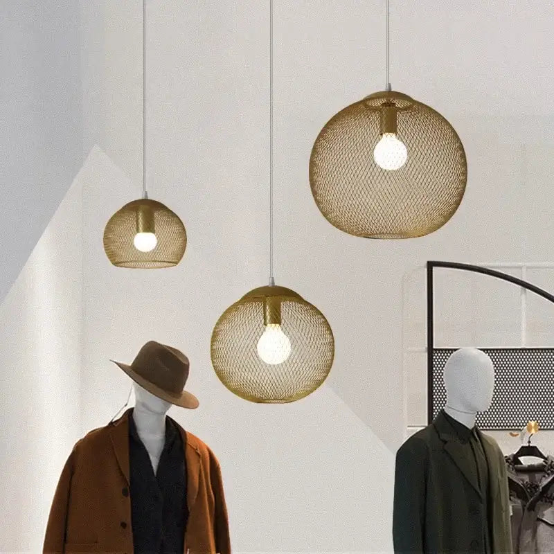Modern golden birdcage led pendant light for kitchens