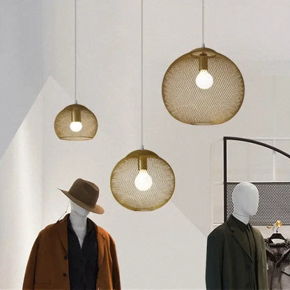 Modern golden birdcage led pendant light for kitchens
