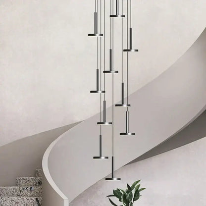 Modern golden black led long chandelier for staircase dining room