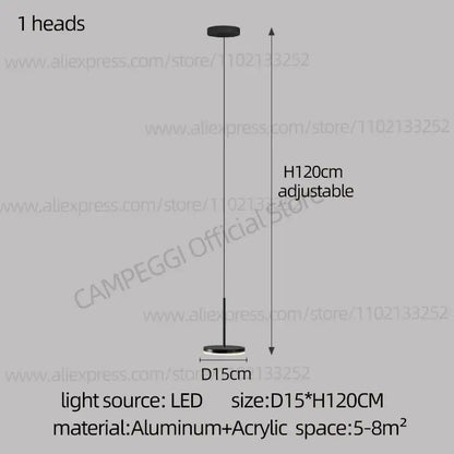 Modern golden black led long chandelier for staircase dining room