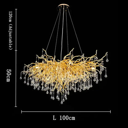 Modern golden branch crystal chandelier living room luxury lighting